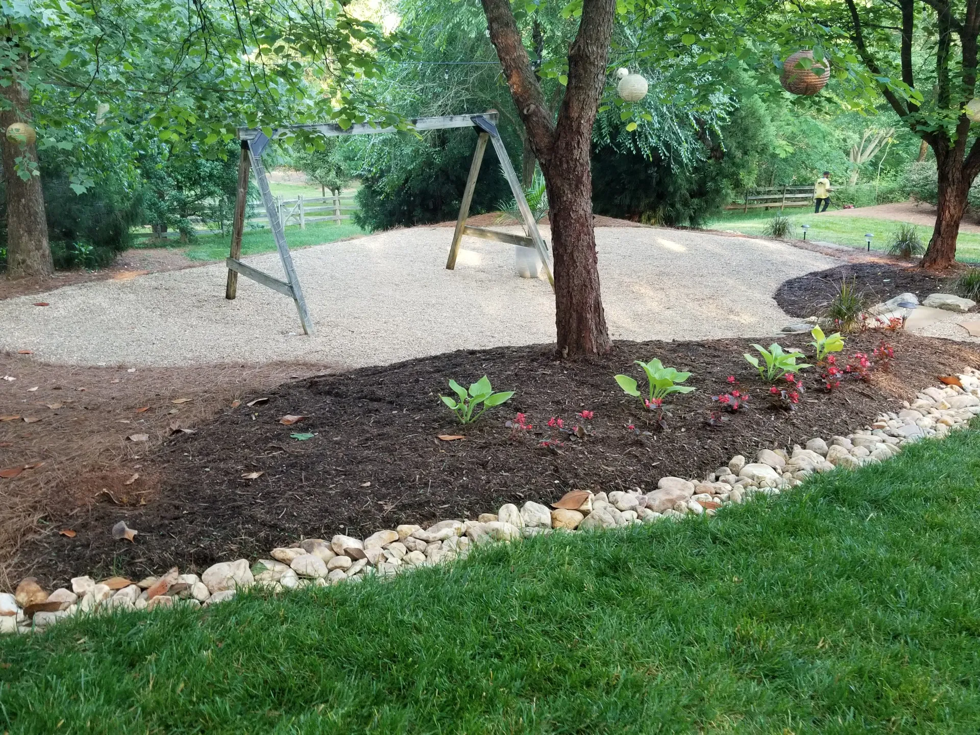 Landscaped backyard play area